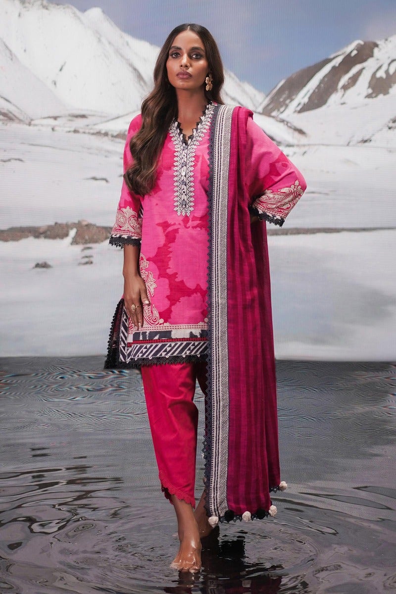 3PC Unstitched Mahay Printed Khaddar Dupatta Suit-SS-MH-02A