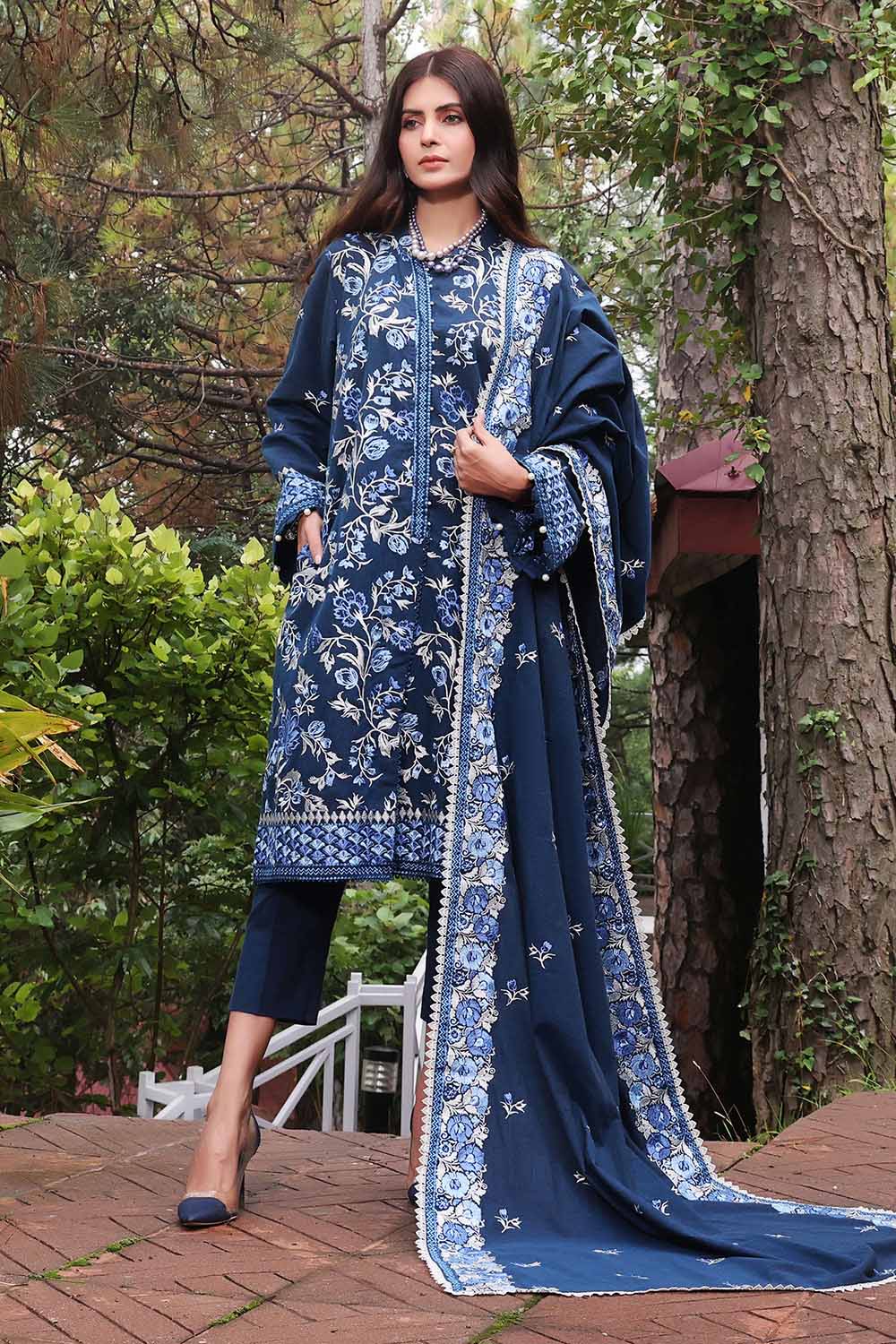 3PC Embroidered Yarn Dyed Unstitched Suit YD-32007
