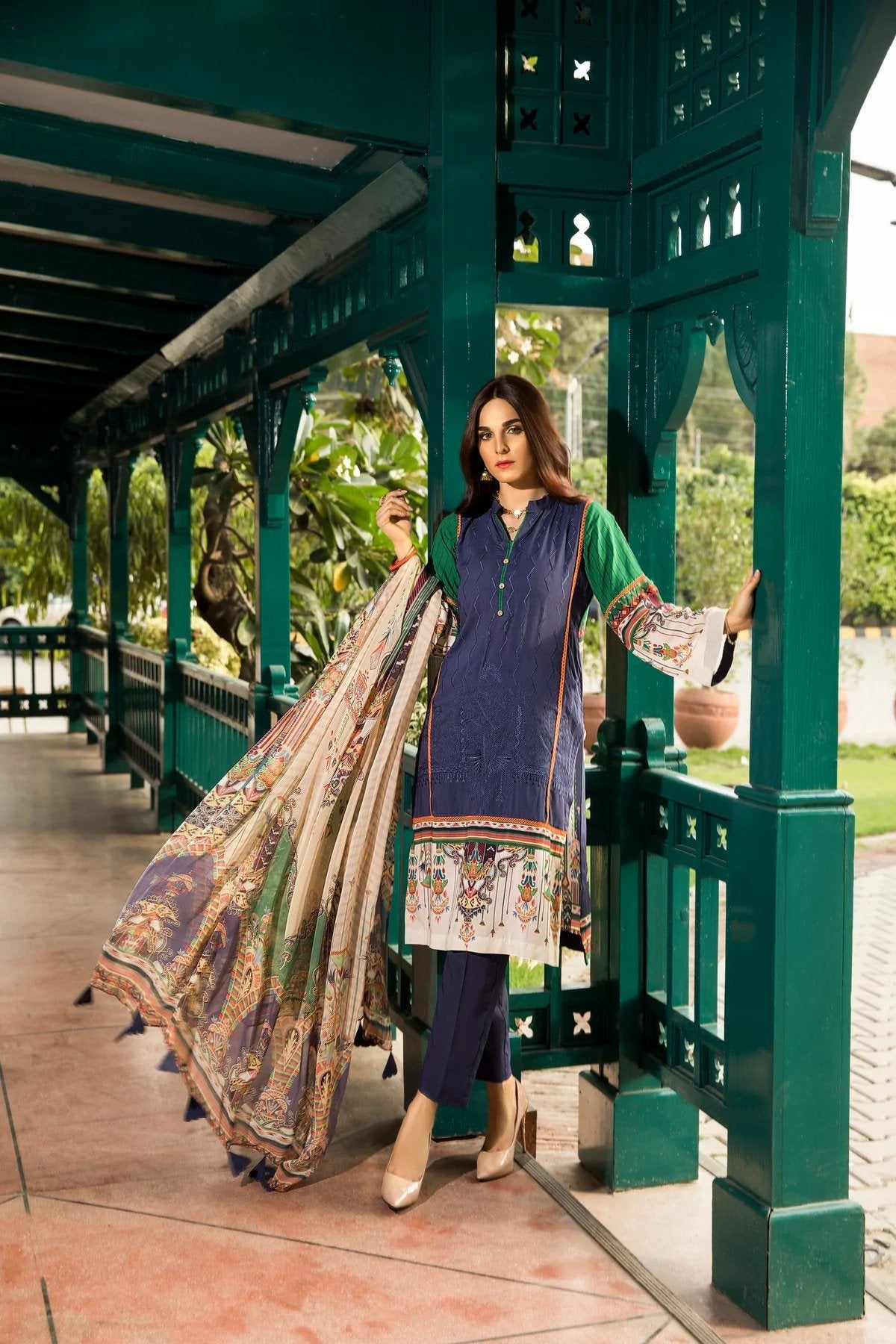 3PC Unstitched Linen Printed & Embroidered Suit-ZLC-15018