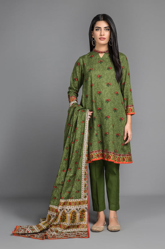 3PC Khaddar Printed UN-STITCHED SUITS-C-3856